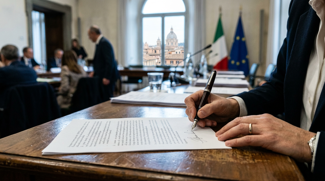 A close-up of a person signing a document with a high-quality pen, focused on the paper.